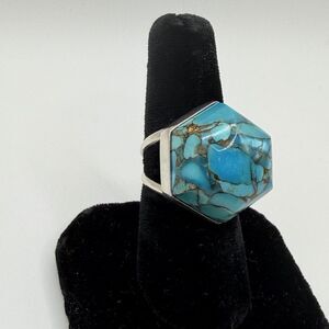 DTR Mojave Turquoise Ring 925 Sterling Silver Size 7 Heavy 12.45g Southwestern